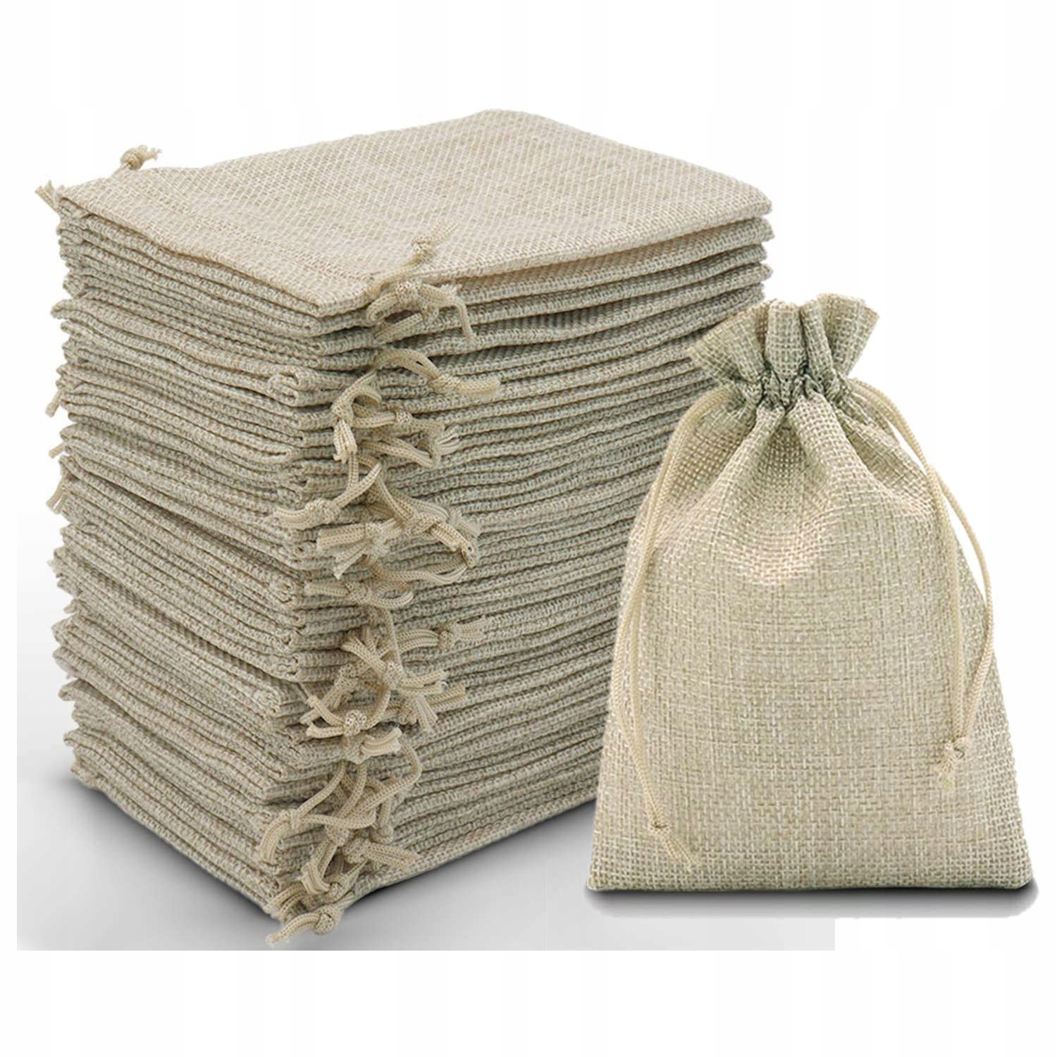 Jutové vrecúška 10x14cm opakovane použiteľné prírodné ľanové darčekové šperky so šnúrkou